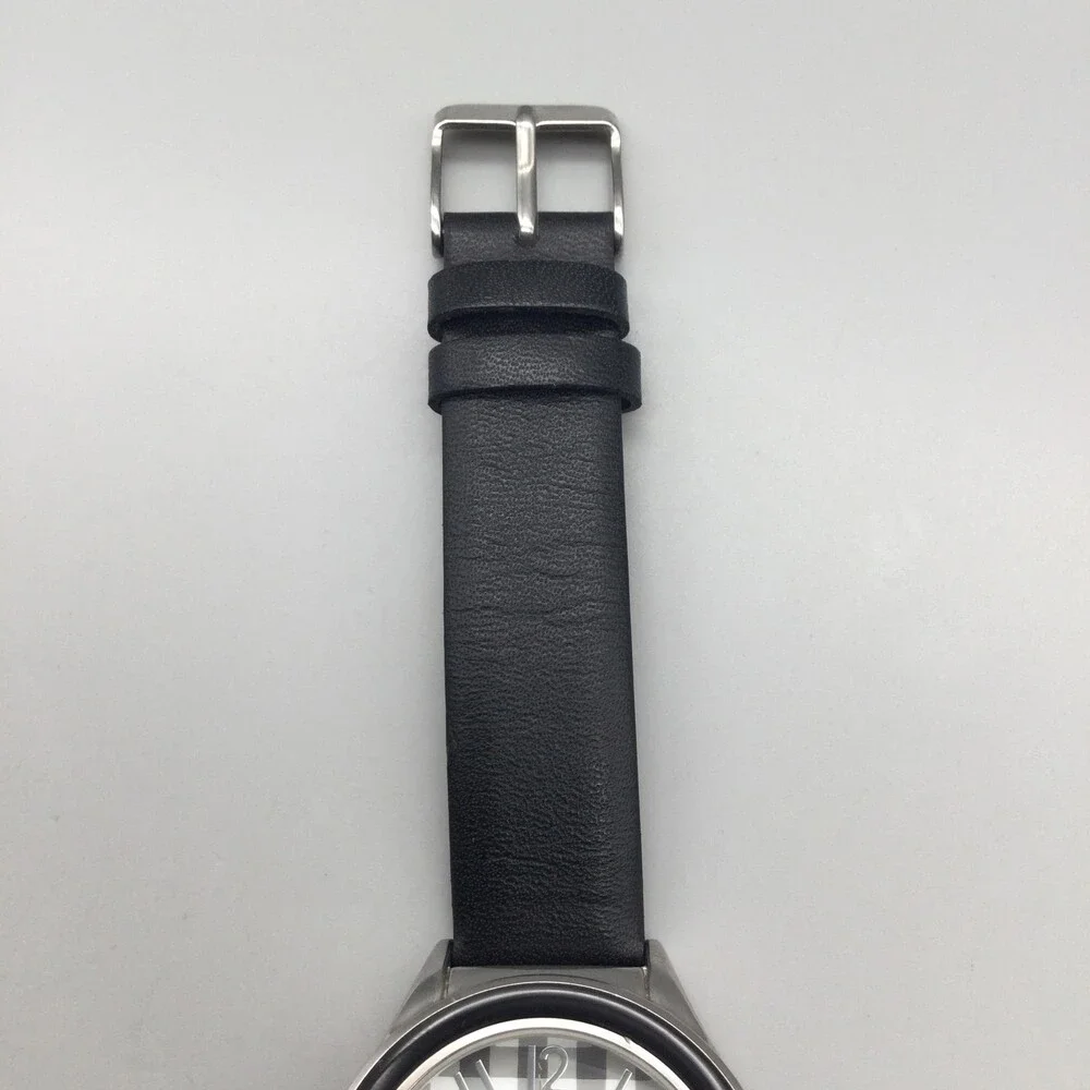 Isaac Mizrahi Live Womens Watch 36mm Black Check Dial Leather IM2647 New Battery